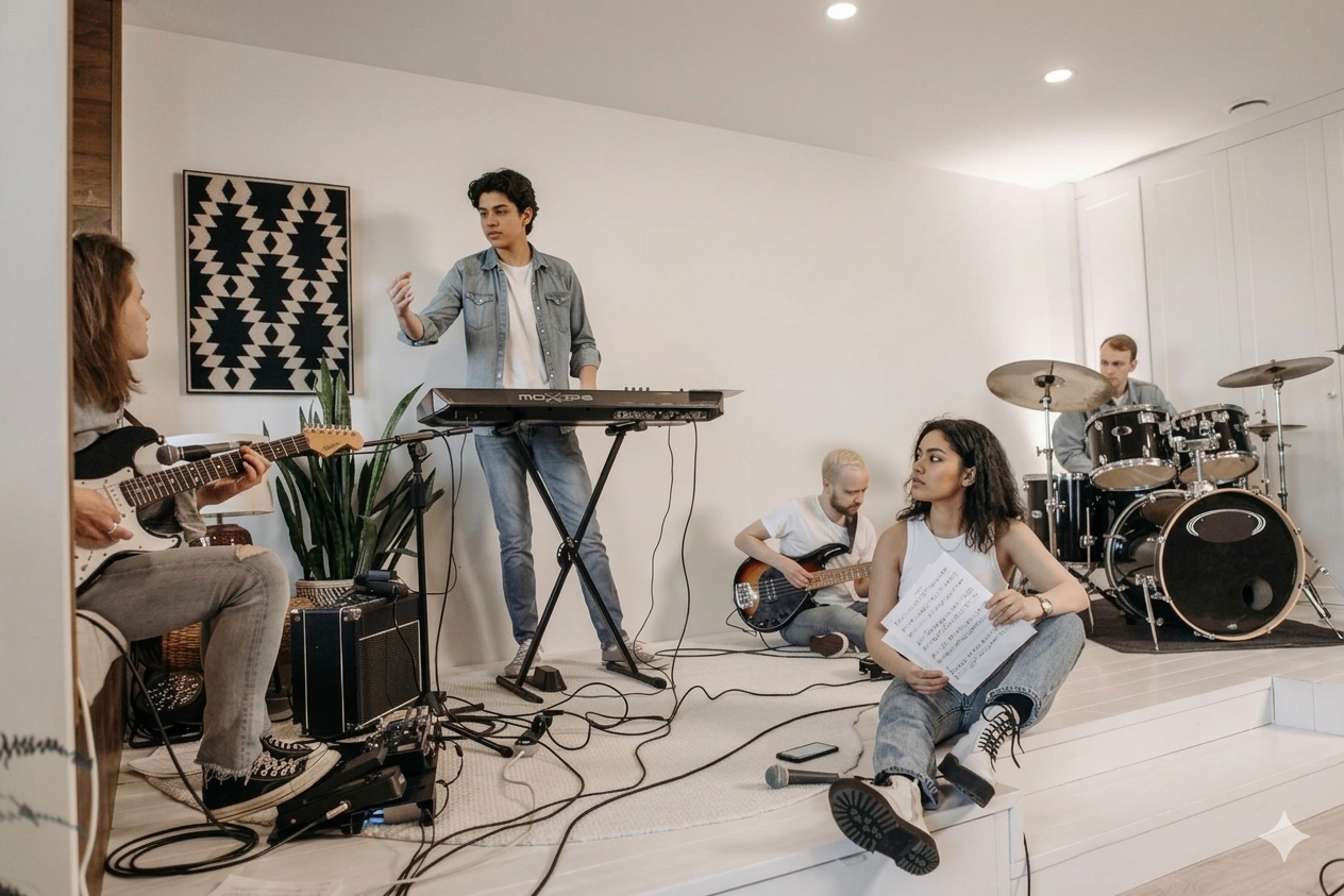 Jóvenes tocando música juntos
